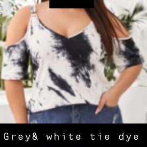 Tie dye shoulder cut top